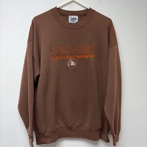 Vintage Cleveland Browns Crewneck Sweatshirt Brown Sz XL Dawg Pound Lee Sport